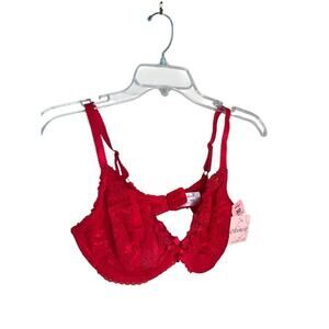 Lunaire Womens 15211 Whimsy Barbados Lace Demi‎ Underwire Bra Red Size 36D NEW